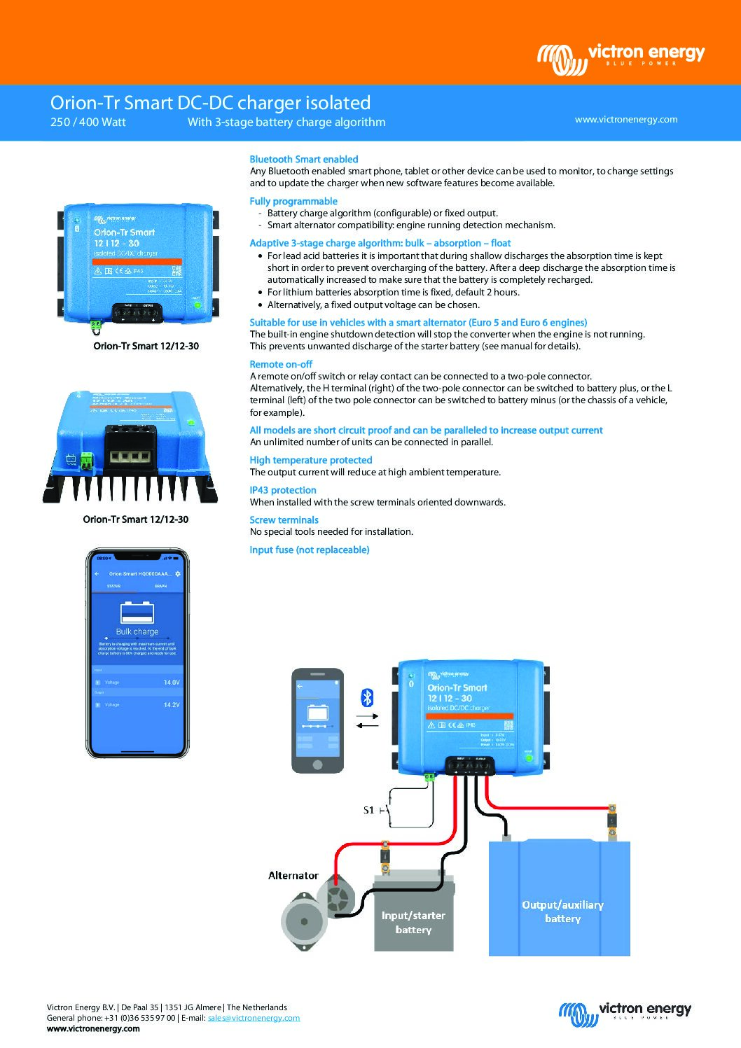Alternative view of Victron Orion-Tr Smart 12/12-30A (360W) Isolated DC-DC charger