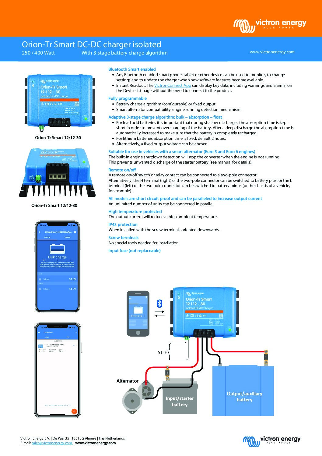 Alternative view of Victron Energy Orion-Tr Smart 24/24V 12A (280W) Isolated DC-DC Charger