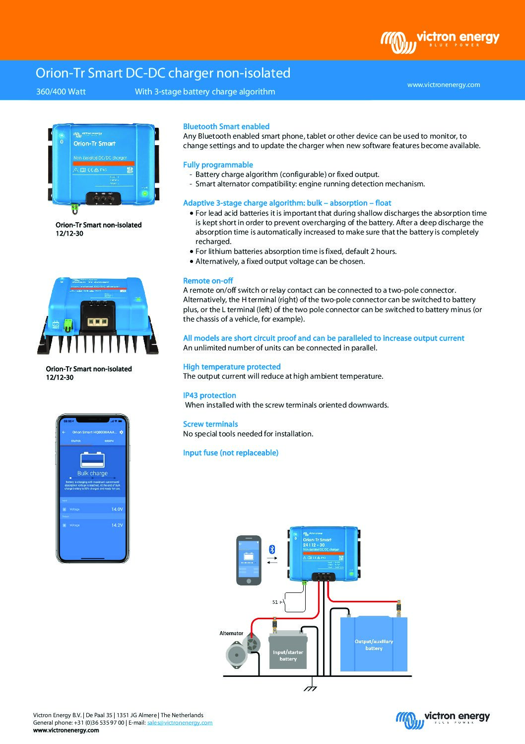 Alternative view of Victron Energy Orion-Tr Smart 24/24V 17A (400W) Non-isolated DC-DC Charger