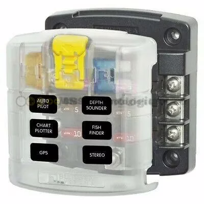 Blue Sea Systems Fuse Block ST-Blade 6 Circuits with Grounding